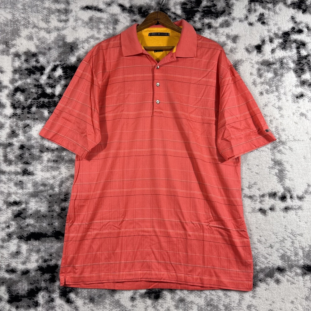 Nike Tiger Woods Polo Shirt Mens Size‎ Large Coral Pink Vintage Cotton Golf